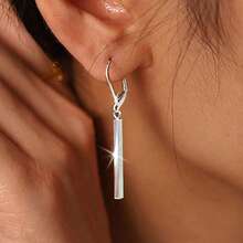 925 Silver Geometric Tassel Drop Earrings For Women, Elegant Design Suitable For Daily, Vacation, Party Wear, Holiday Gift - Silver - View 1