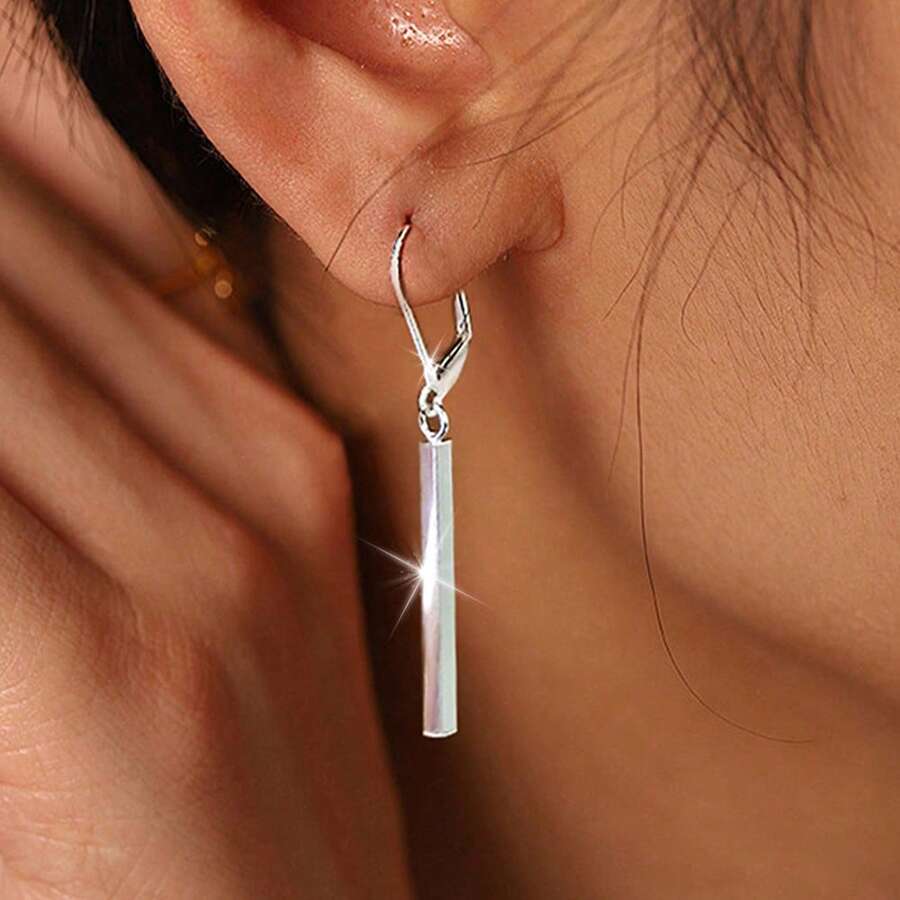 925 Silver Geometric Tassel Drop Earrings For Women, Elegant Design Suitable For Daily, Vacation, Party Wear, Holiday Gift - Silver - View 1