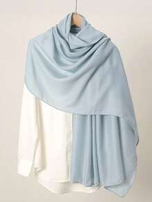 1条女士纯色简约长围巾，穆斯林头巾，希贾布围巾，轻盈透气夏季头巾，优雅时尚百搭头巾，白色围巾适合日常搭配，四季皆可用作防晒披肩。 - 彩色 - 查看 10