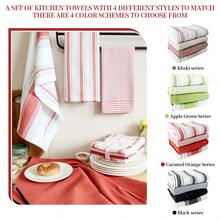 4pcs/Set Assorted Rectangular (17.72*25.59inch) Kitchen Towel Set, Soft Absorbent Dish Cloth, Cleaning Rags, Tea Towels, Ribbon Packaging, Suitable As Thanksgiving Gift, Farmhouse Kitchen Decor