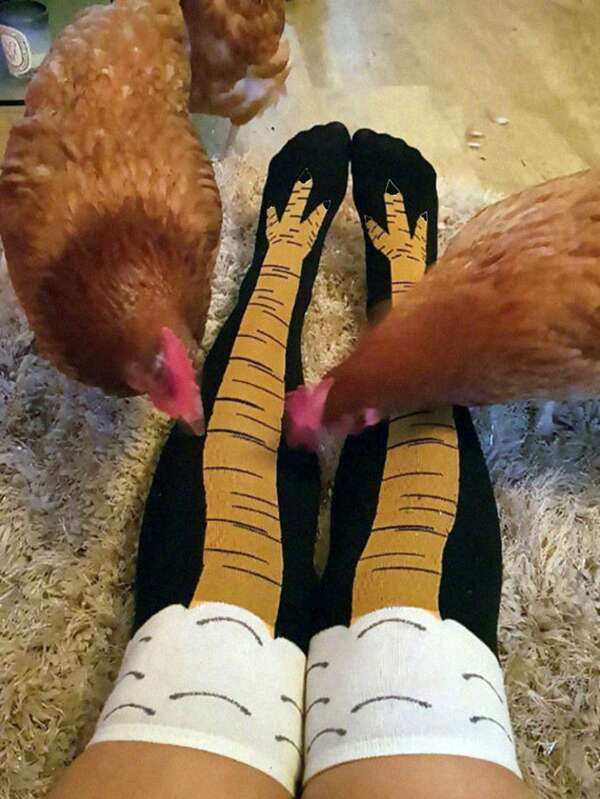 1 Paar/3 Paar Herren lustige Hühnerfuß 3D abstrakte Grafik Gym Muster Kniestrümpfe