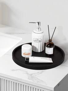 圆形黑色硅胶浴室托盘、梳妆台托盘、用于洗涤器、乳液瓶、化妆品、香水、珠宝、蜡烛、钥匙饰品环的小饰品托盘 - 彩色 - 查看 3