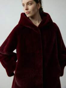 Versatile Faux Mink Hooded Fur Coat, Warm Faux Fur Jacket, Loose Fit Slouchy Style Top For Women, Winter Outerwear, Suitable For Christmas, Thanksgiving, New Year