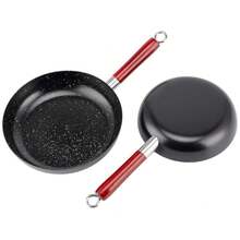 3-Piece Flat Bottom Frying Pan Set, Multi-Function Egg Pan, Frying Pan, Suitable For Gas Stove And Induction Cooktop, Kitchen Utensils, Kitchen Gadgets, Kitchen Accessories, Home Kitchen Supplies, Steak And Egg Frying Pan Set (22/24/26cm) - Black - View 9