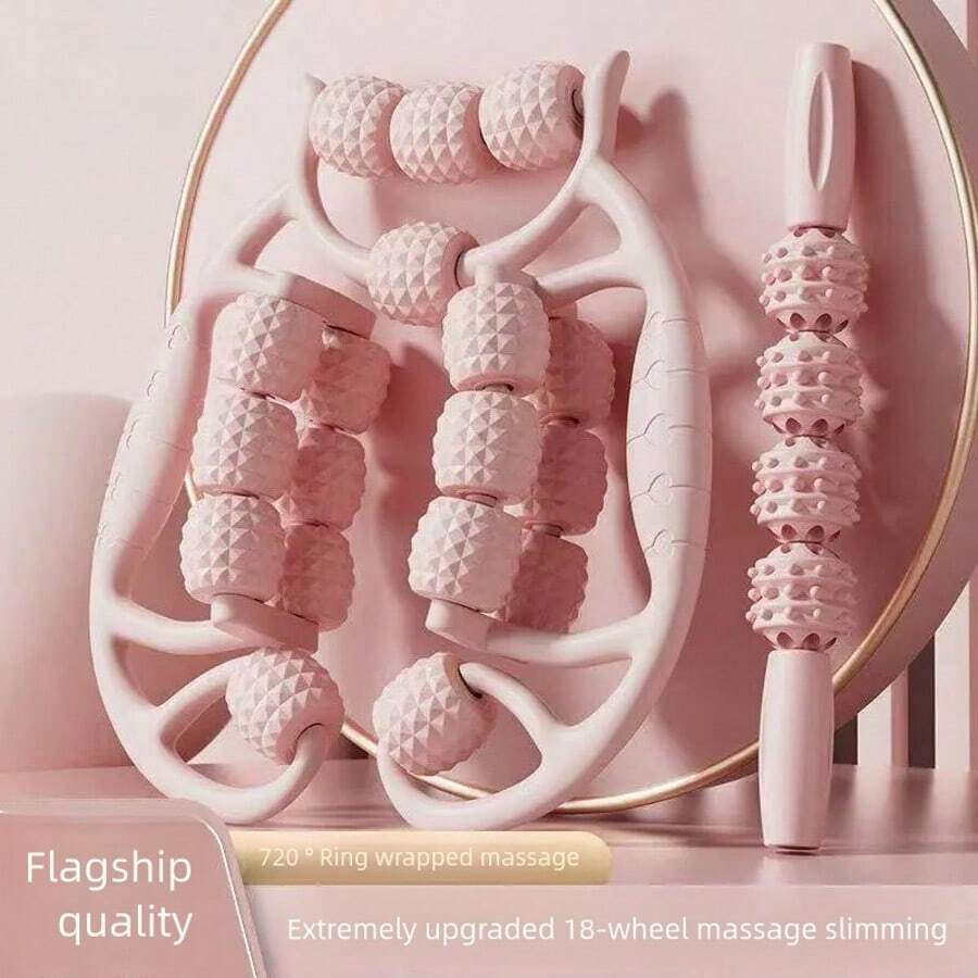 18-Wheel Leg Massager, Double Massage, Roller Slimming Leg Device - Circular Clamp Calf & Thigh Muscle Relaxer - Roller Massage Spike Ball, Yoga Exercise Accessory, Thigh Roller Relaxation, Leg Clamp Ring, Muscle Relaxation Spike Ball, Muscle Stretching Dedicated Device, Muscle Relaxation - Multicolor - View 1