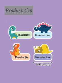45/90 件商品、定制可爱恐龙标签、适用于洗碗机的可爱标签、可爱标签、带有姓名的个性化姓名标签、学校礼物、学校必备文具、水瓶贴纸、午餐盒贴纸、朋友礼物、学校用品、返校 - 彩色 - 查看 3