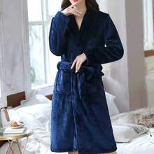 1pc Plush Fleece Robe, Soft & Comfortable For Bedroom, Bathroom, Pool, Loungewear Back To School