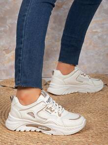 Neue Schnür-Lässig Sportschuhe, Weiche Sohle Chunky Sneaker, Leichte rutschfeste Laufschuhe - Verschiedenfarbig - Übersicht 3