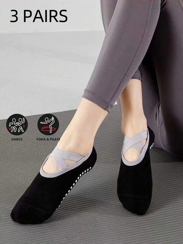 1/3 pares de calcetines de yoga para mujer con vendaje, antideslizantes, para ballet, pilates, baile y deportes, transpirables y sin talón