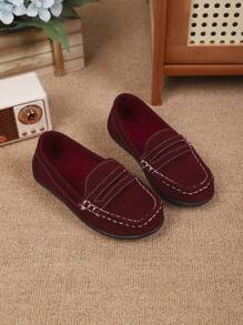 2025秋冬儿童男童女童复古软底乐福鞋，儿童英伦风帆布一脚蹬舒适平底鞋