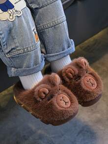 1 Pair Kids Capybara Plush Cartoon Decor Soft Bottom Lightweight Indoor Slippers, Suitable For Boys And Girls