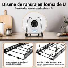 NOVANGUA Organizador de Sartenes y Ollas 2 en 1,Expandible 30–50, 14 Divisores Ajustables con Ranura en U, para Gabinete o Cajón, con 6 Almohadillas - 1 - Ver 5