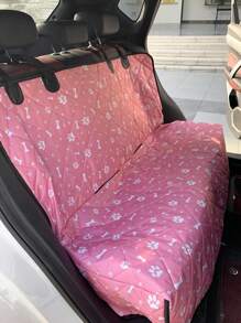 1 pieza Cubierta negra de asiento de coche impermeable para mascotas de tela Oxford 600D, duradera y resistente a la suciedad para el asiento trasero del coche mientras la mascota está afuera