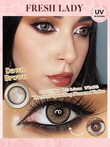 FRESH LADY 1 副亮棕色软性隐形眼镜 晨棕色 14.50 毫米 适合日抛型美瞳 年度一次性万圣节服装角色扮演 - 棕色 - 查看 2