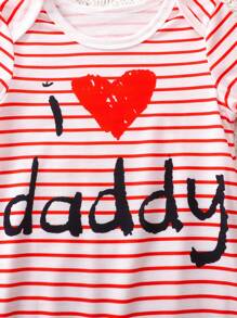 2pcs Baby Girls' Letter Print Romper And Pants Set, Spring/Autumn