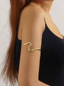 1pc European & American Design Open Arm Chain Fashionable Liquid Armband, Metal Water Drop Arm Cuff Bracelet Suitable For Women Everyday And Holiday Wear