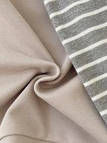 2 件套男女通用婴儿服装，字母刺绣运动衫和裤子套装，春秋季休闲装 - 卡其色 - 查看 12