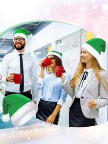 2 件套成人圣诞老人帽子，绿色中性风格加厚天鹅绒温暖舒适新年假期派对，红色毛绒边缘成人圣诞帽，无纺布帽，成人圣诞帽，男女通用天鹅绒舒适加厚毛皮圣诞帽，适合新年节日派对，成人圣诞节帽子，触感柔软舒适的天鹅绒加厚圣诞帽，适合圣诞节新年派对用品 - 綠色 - 查看 2