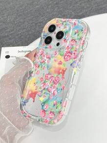 1 pieza Funda de teléfono con protección gruesa y alta contra caídas, con impresión brillante de rosa rosa de moda, compatible con Apple iPhone11/12/13/14/15 Pro Max, Galaxy A04/A05/A13/A14/A15/A24/A25/A35/A54/A55/S23/S24