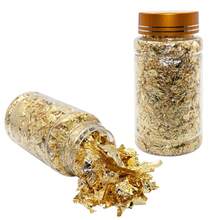 Arte Seducao Kit 2 Large Pots Gold Leaf Golden Silver Nail Decoration Nail Art Nail Design Manicure Decorated Nail Extensions Encapsulation - 彩色 - 查看 3