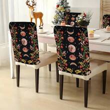 1 Stück/4 Stücke/6 Stücke/10 Stücke Mond & Sternenhimmel, Grünes Blatt & Blumenmuster Kurz-Plüsch Stuhlbezug, abnehmbarer Kurz-Plüsch Material Stuhlschutz Überzug, geeignet für alle Jahreszeiten, Feiertags-Dekoration, für Esszimmer, Wohnzimmer, Haushaltsstühle, mit Rückenschutz, passend für Esszimmer, Büro, Wohnzimmer, Hotel und Heimdekoration