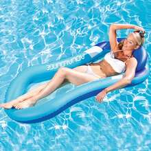 1pc Inflatable Swimming Pool Float With Headrest, Adult Sunbathing Lounger Floating Mat, Suitable For Summer Swimming Pool, Lake, Beach Party