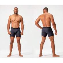 Men's Cool Dry Mesh Boxer Trunks 6-Inch Briefs, 3-Pack - 6吋(黑色/炭灰色/紅色) - 查看 2