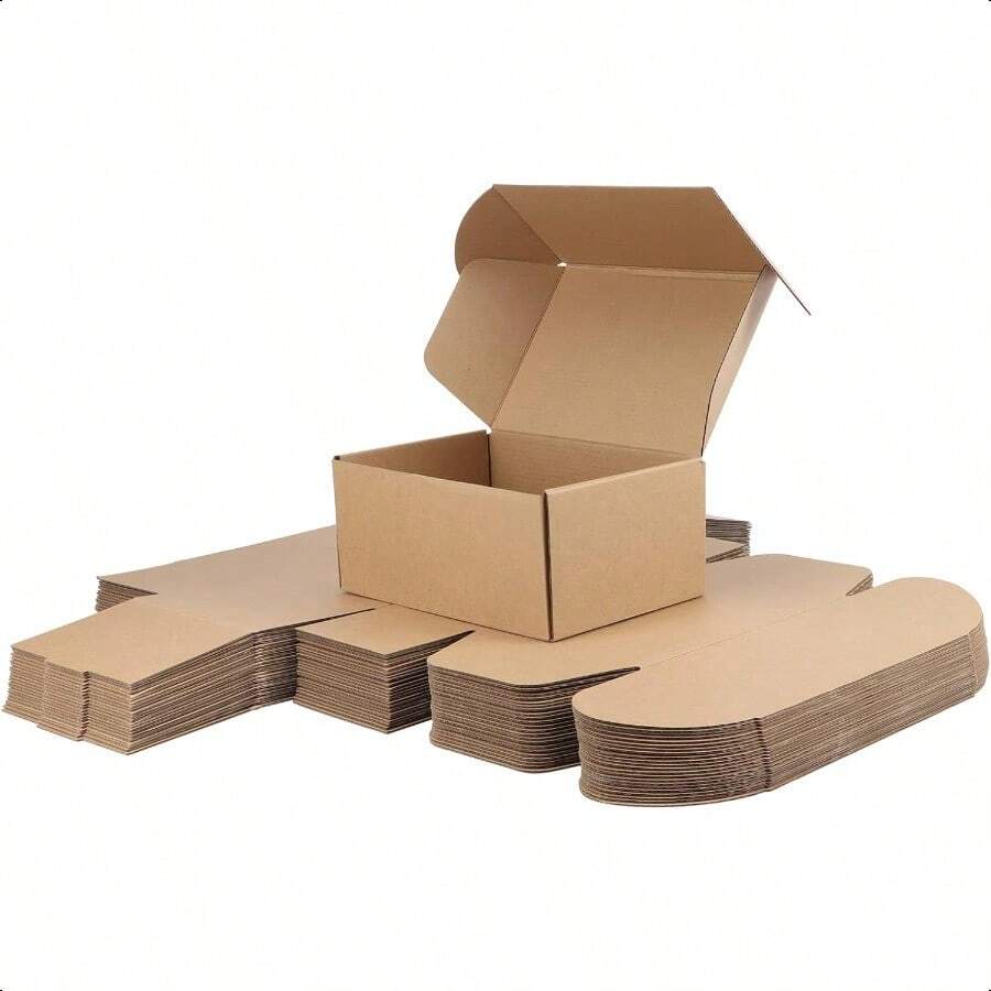 PHAREGE 9x6x4 Inch Gift Shipping Boxes Bulk 25 Pack Brown Tab Lock Tuck Top Mailing Boxes For Packaging Small Business Small Cardboard Mailer Boxes For Wrapping Present-0166 - 棕色 - 查看 1