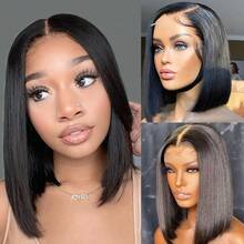 4x4 SKINLIKE Real HD Lace Human Hair Wig Straight 4x4 HD Closure Wigs Human Hair 0.10mm Ultra-Thin Invisivle Lace 4x4 Closure Wig 12A Straight Human Hair Wig 200% Density - Natural Black - 查看 4