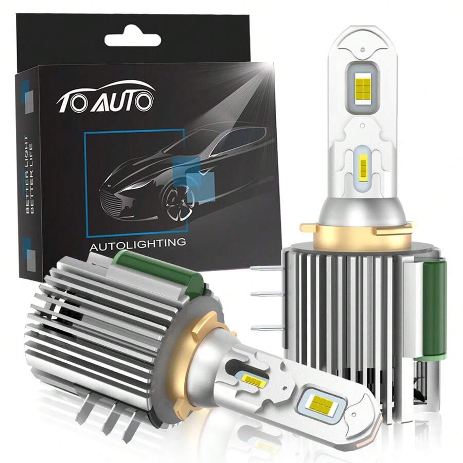 TOAUTO 2 件装 H15 H7 LED 灯泡 Canbus 3570 CSP 汽车前灯远光灯 DRL 日间行车灯 120W 30000LM 12V 汽车灯 - H15 - 查看 1