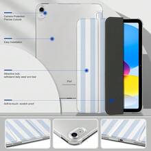 Simple Blue And White Stripes Pattern Tablet Protective Case,Compatible With Apple IPad 9.7/10.2/10.5/10.9/12.9/Pro/Mini,10th/11th Gen, Air 11inch, Compatible With Samsung Galaxy Tab S6 Lite 10.4 Inch,Soft Anti-Fall Protection,Smart Stand/Automatic Wake Up/Sleep - iPad 保護殼 條紋 - 查看 6