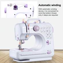 505A Mini Sewing Machine With 42-Piece Sewing Kit, 25 Patchwork Pieces And Thread Holder, EU Plug