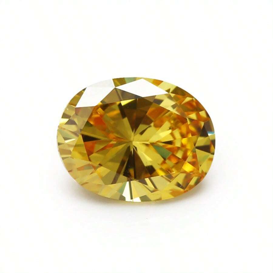 1 pieza Bisel ovalado de piedra preciosa para joyería DIY, cabujón de circonita dorada - Amarillo Oro - Ver 1