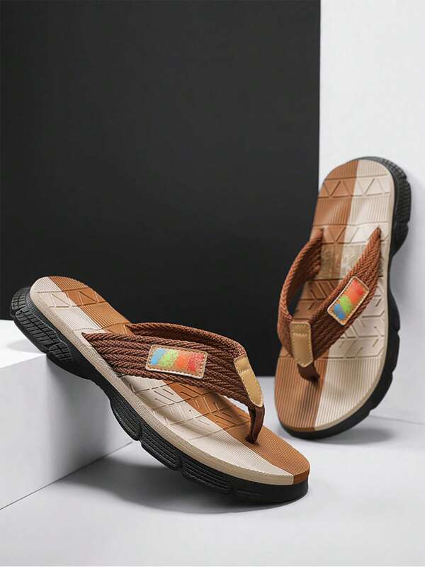 Men's Flip Flops, Comfortable Non-Slip Outdoor Casual Slippers, Beach Sandals For Summer