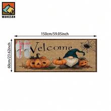 1pc Halloween Pumpkin Spider Silk Patterned Bathroom Anti-Slip Mat, Made Of Artificial Cashmere Material, With Fluffy Decoration, Suitable For Doors, Bathrooms, Kitchens And Other Occasions, Machine Washable, Anti-Slip, Daily Decoration, Can Be Given