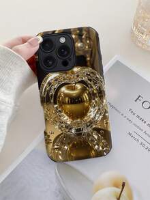 WeiMi 1pc 2025 New Crystal Glass Apple Transparent & Beautiful Pattern Anti-Fall Anti-Slip Anti-Shock Soft & Durable TPU+PC Hybrid Full Edge Glossy Phone Case Compatible With Apple Phones - Multicolor - View 2