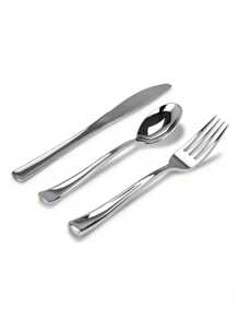 100 pièces d'argenterie (réutilisable) pour décoration de fête - comprenant 50 fourchettes, 25 couteaux, 25 cuillères à table. Nettoyer et réutiliser pour des ensembles de couverts de mariage, des fêtes, des dîners, des mariages, la cuisine et la Saint-Valentin