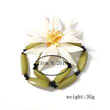 Set de 3 piezas con collar, pulsera y aretes de flor grande de resina exagerada de doble capa con eslabones de bambú, de moda para mujeres, para fiestas, vacaciones y uso casual