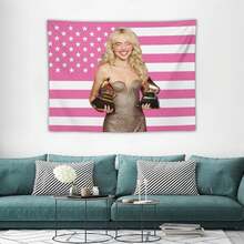 Sabrina Themed American Flag Pink Tapestry Wall Decoration - Vintage Chic Home Decor For Living Room, Bedroom, Or Office - High-End Printed Design, Fashionable Layout - Perfect Gift For Any - Pink - View 4