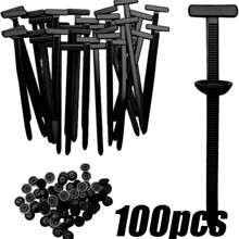 100 buc cataramă universală pentru cleme de cablu din nailon, suport pentru cleme cu fermoar din nailon cu autoblocare rezistentă cu design cu știft și buton, cleme de cablu din plastic, elemente de fixare pentru caroserie auto, cleme cu fermoar pentru fixare auto zilnică