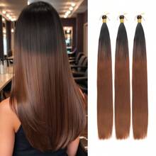 3pcs Bone Gradient Straight Synthetic Crochet Braiding Hair Bulk 28inch Pre Stretched Braiding Hair Extensions Crochet BoxBraids Hair 613 Brown Blonde - Multicolor - View 20