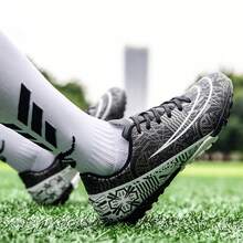 Zapatos de fútbol para hombres, estudiantes y niños, zapatos de entrenamiento de césped, zapatos de fútbol para exteriores, unisex - Negro - Ver 4