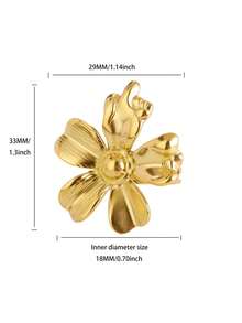 1 Stück Edelstahl Blume Offene Ringe Für Frauen 18K Vergoldet Ring Weibliche Ästhetischen Schmuck Geschenke, Cut Out - Goldgelb - Übersicht 15