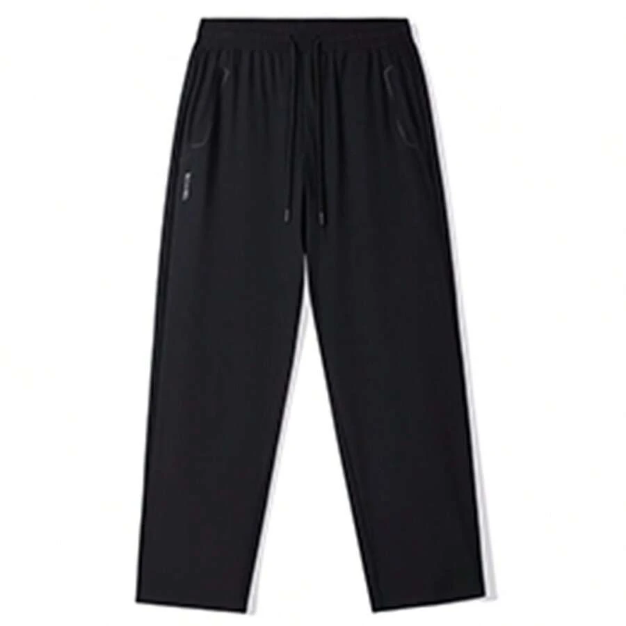 CAMEL CROWN Men's Cool Ice Silk Pants Elastic Breathable Loose Anti-Wrinkle Casual Sports Pants - Black - View 1