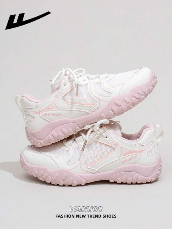 WARRIOR 1 Paar WARRIOR Damen Dicksohlige Schnürsandalen mit weicher Sohle, Flache Outdoor-Schuhe mit rundem Zehenbereich, Niedriger Absatz, rutschfest, einfarbig elegant, weiche Sohle, geeignet für Studenten, Abschlussfotos, Flache Schuhe, Leder-Sportschuhe für Skateboard