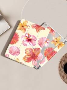 双面印花芙蓉花平板电脑保护套，兼容 iPad Mini4567/10.2/10.5/10.9/12.9/Pro 11、iPad 第十代，内置笔槽，兼容三星 Galaxy Tab A8 10.5 英寸（2022 款）、Tab A7 Lite 8.7 英寸，Ins 风格皮革保护套，返校季、情人节、新年礼物之选 - 彩色 - 查看 3