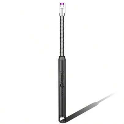Encendedor Eléctrico Recargable USB - A Prueba de Viento - Para Barbacoas, Velas, Estufas de Gas (Largo con Manguera),Negro
