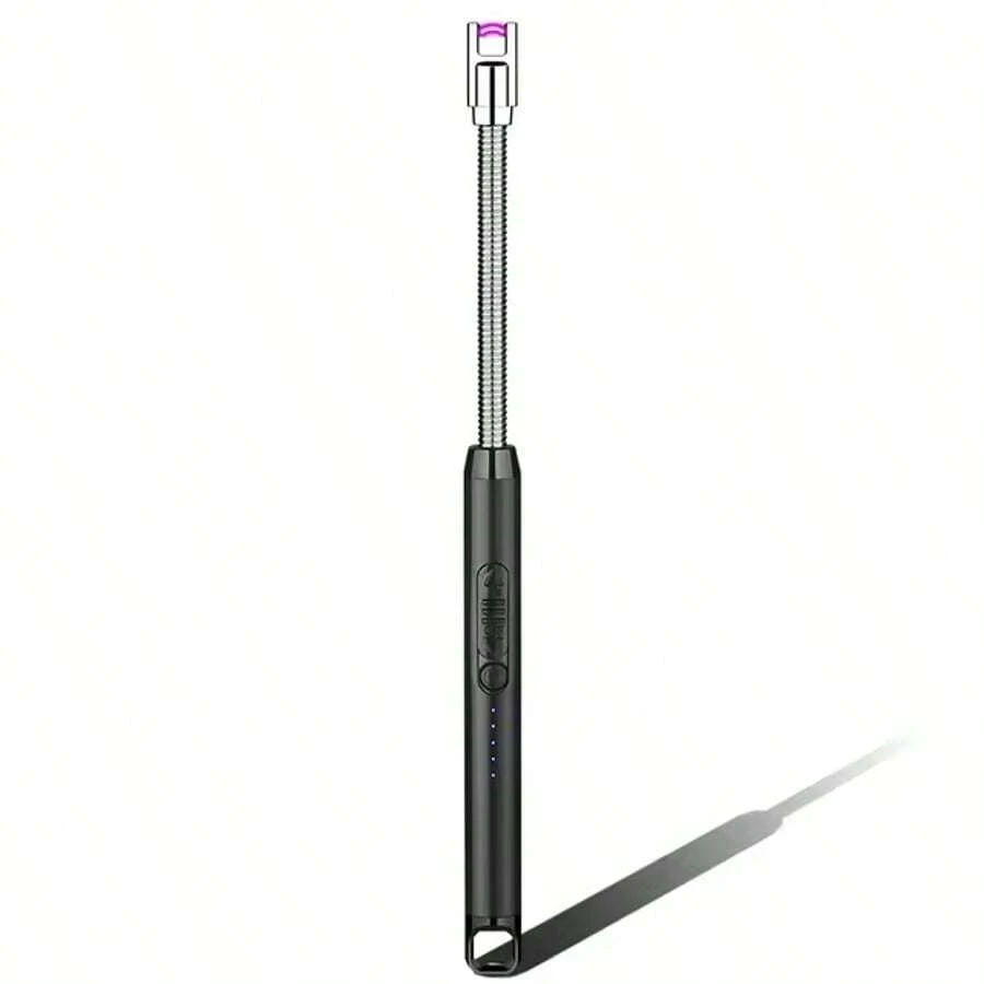 Encendedor Eléctrico Recargable USB - A Prueba de Viento - Para Barbacoas, Velas, Estufas de Gas (Largo con Manguera),Negro