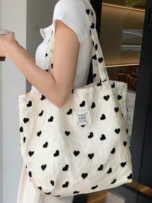 夏季超清新欧美法式风菱格碎花时尚单肩包学生布包 - 黑與白 - 查看 2