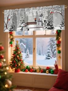 1 pezzo Tenda natalizia, in poliestere 140*45cm con disegno di pupazzo di neve e albero di Natale, tenda decorativa corta per finestra, tenda corta, decorazioni natalizie per la casa 2025, regalo di Capodanno 2026, per cucina, soggiorno, camera da letto, bagno, studio, decorazione per la casa, forniture per feste stagionali invernali - Multicolore - Visualizzare 6